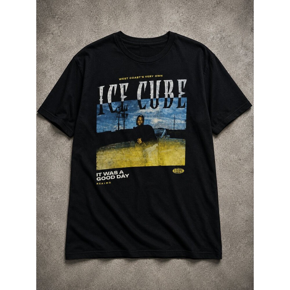 Ice Cube It Was A Good Day Black Rap Hip Hop Graphic T Shirt Mens L XL